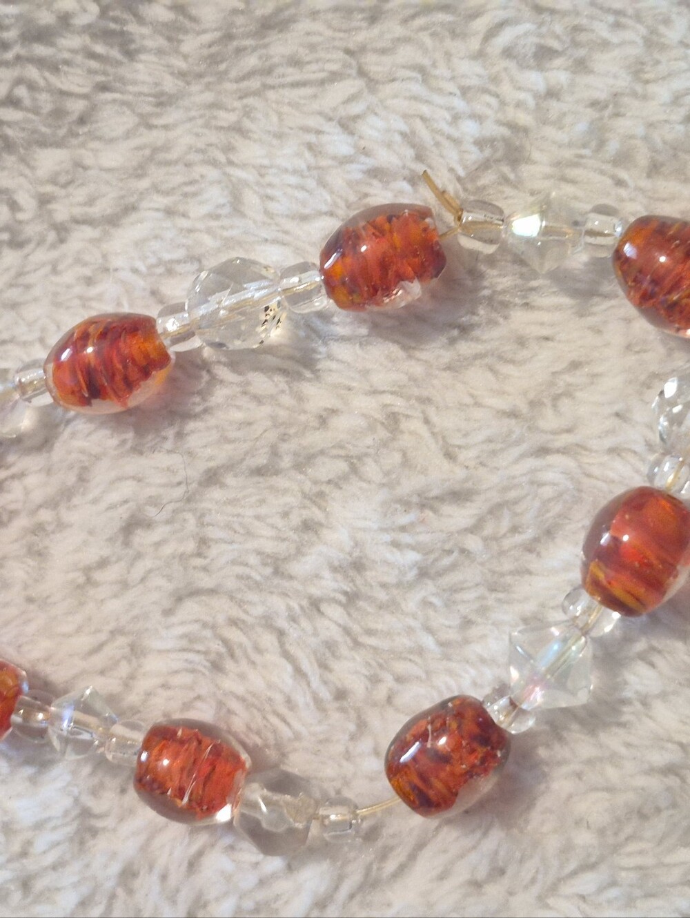 Vintage Venetian Murano Aventurine Art Glass Bead Elastic Stretch Bracelet